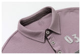 DAXUEN light purple oversized distressed camouflage graphic polo shirt
