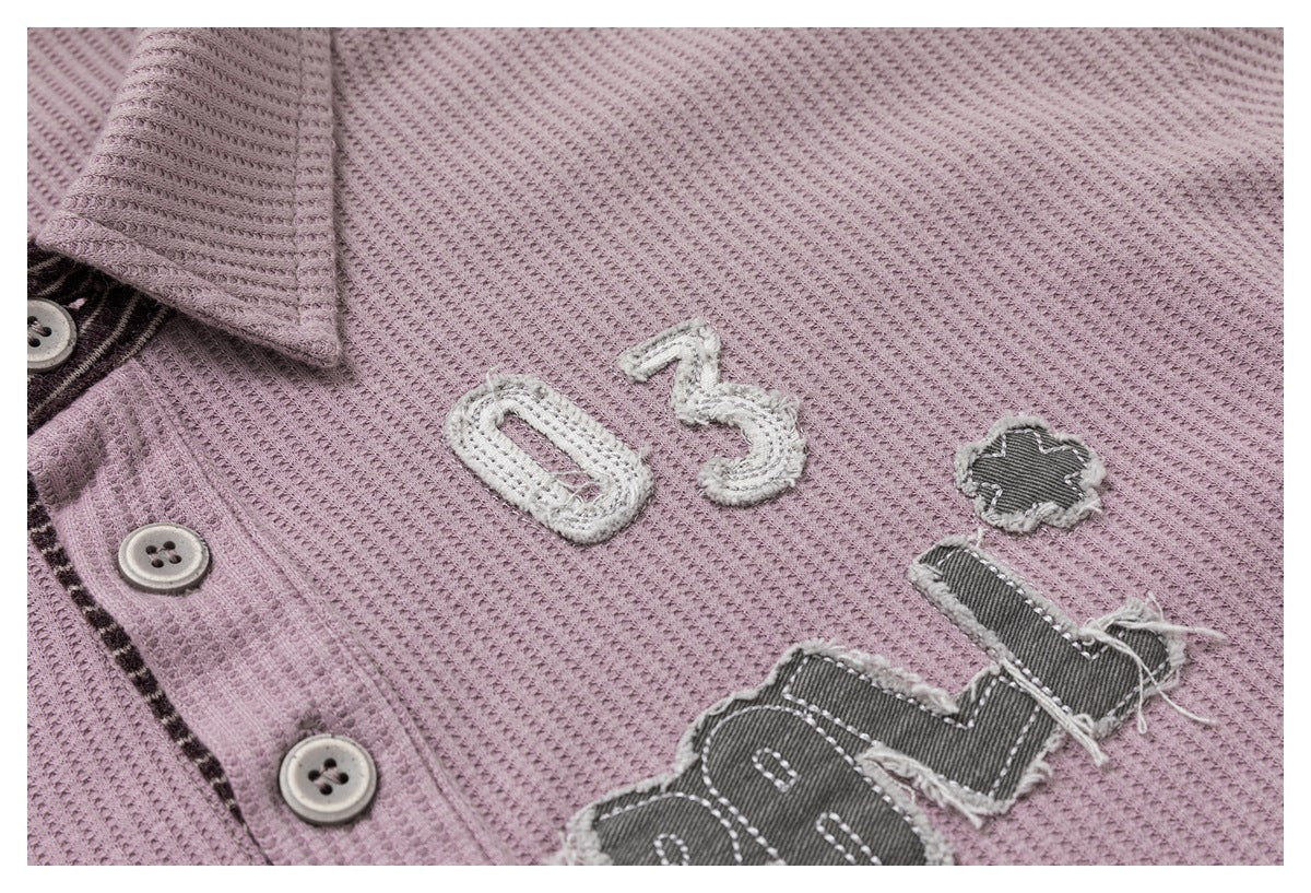 DAXUEN light purple oversized distressed camouflage graphic polo shirt