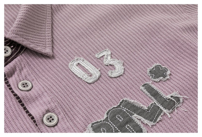 DAXUEN light purple oversized distressed camouflage graphic polo shirt