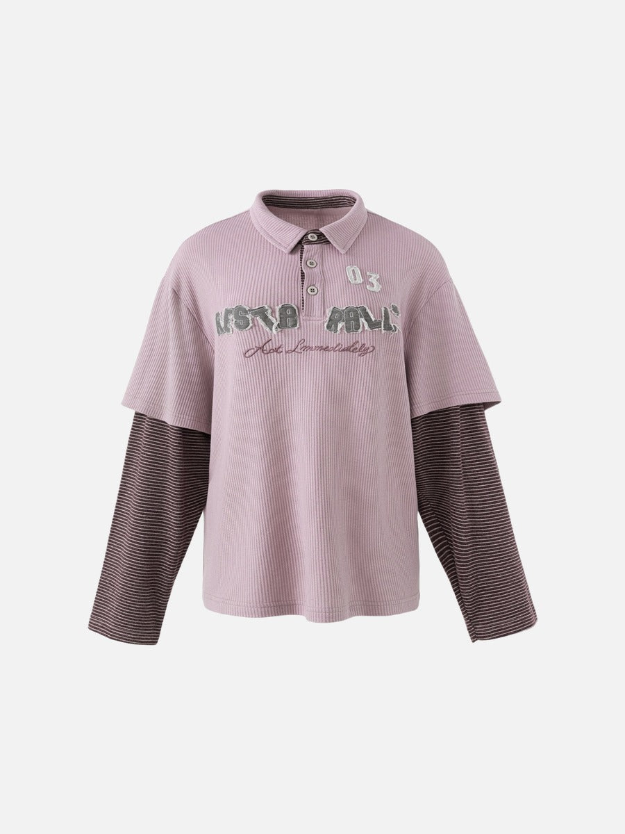 Distressed Camouflage Graphic Oversized Polo Shirt