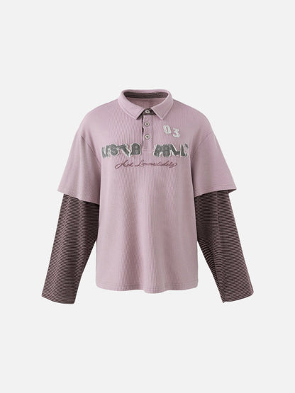 Distressed Camouflage Graphic Oversized Polo Shirt