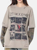 DAXUEN light beige and olive green camouflage layered long sleeve t-shirt