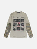 Distressed Camouflage Layered Long Sleeve T-Shirt