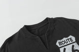 DAXUEN washed black oversized distressed camouflage layered long-sleeve tee