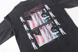 DAXUEN washed black oversized distressed camouflage layered long-sleeve tee