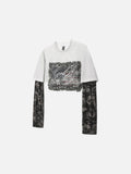 Distressed Camouflage Layered Long-Sleeve Tee