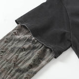 DAXUEN washed black oversized distressed camouflage layered long-sleeve tee