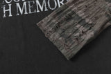 DAXUEN washed black oversized distressed camouflage layered long-sleeve tee