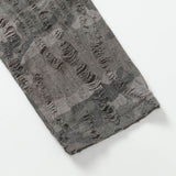 DAXUEN washed black oversized distressed camouflage layered long-sleeve tee