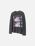 DAXUEN washed black oversized distressed camouflage layered long-sleeve tee