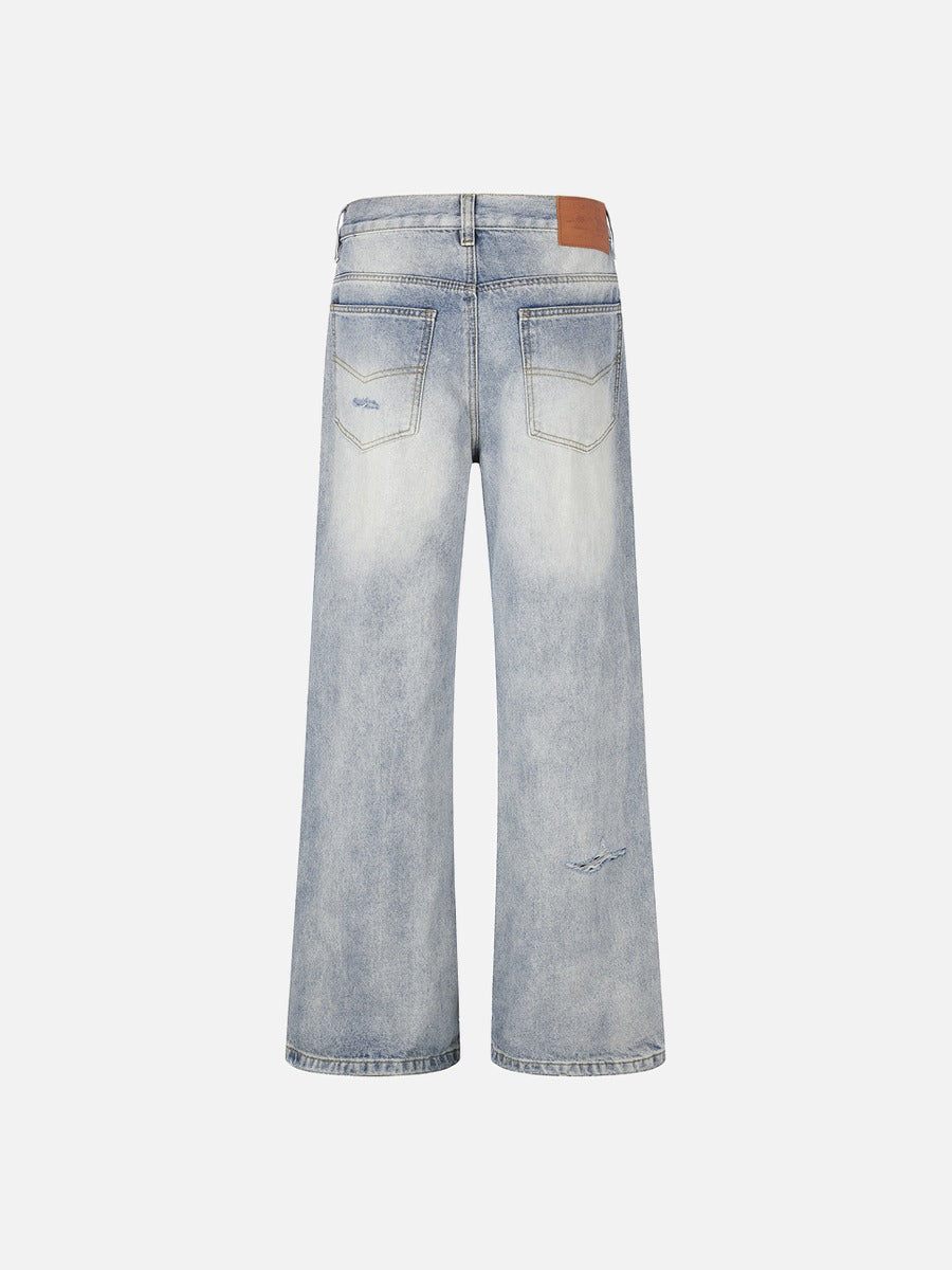 DAXUEN Distressed wide-leg jeans with camouflage pattern