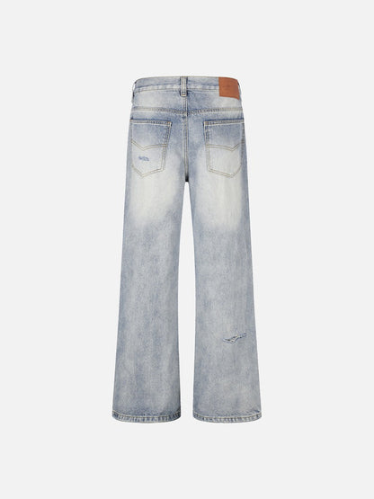 DAXUEN Distressed wide-leg jeans with camouflage pattern