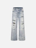 DAXUEN Distressed wide-leg jeans with camouflage pattern