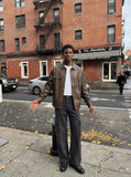 DAXUEN light beige wide-leg cargo pocket pants — model photo