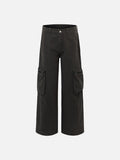 Distressed Cargo Pocket Wide-Leg Pants