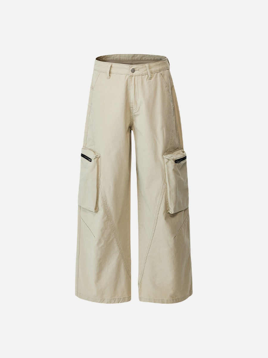 Distressed Cargo Pocket Wide-Leg Pants