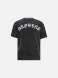 DAXUEN Distressed charcoal grey graphic t-shirt with gothic prints