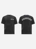 DAXUEN Distressed charcoal grey graphic t-shirt with gothic prints