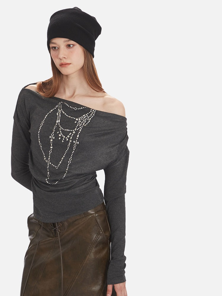 DAXUEN faded dark charcoal layered graphic tee
