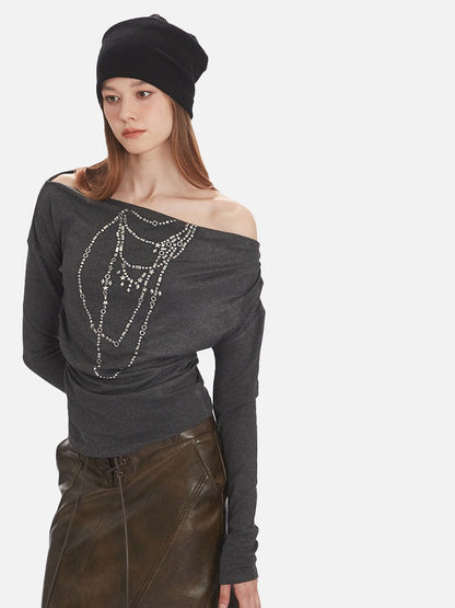DAXUEN faded dark charcoal layered graphic tee