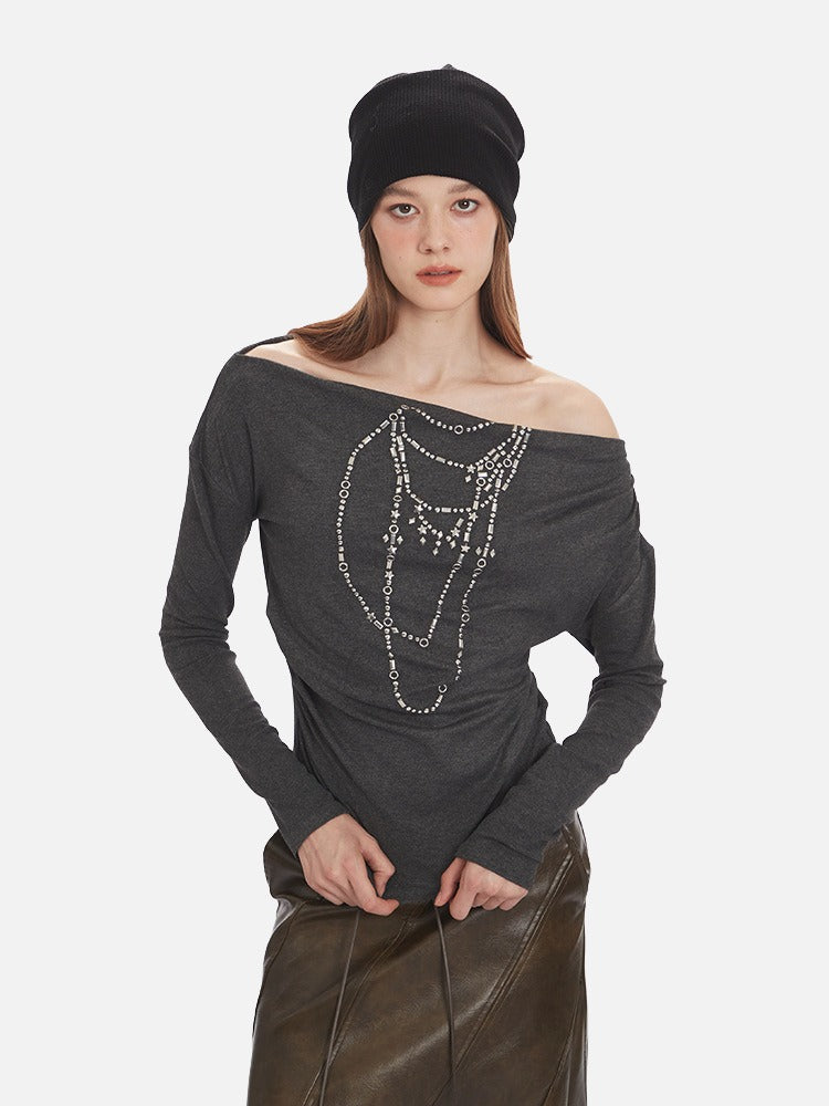 DAXUEN faded dark charcoal layered graphic tee