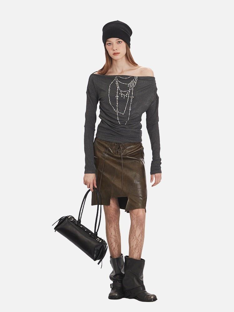 DAXUEN faded dark charcoal layered graphic tee