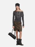 DAXUEN faded dark charcoal layered graphic tee