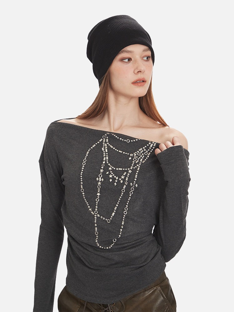 DAXUEN faded dark charcoal layered graphic tee