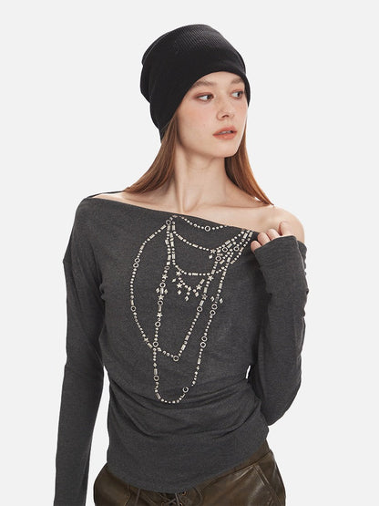 DAXUEN faded dark charcoal layered graphic tee