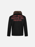 DAXUEN black long-sleeved top with distressed cityscape graphic