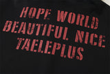 DAXUEN black long-sleeved top with distressed cityscape graphic