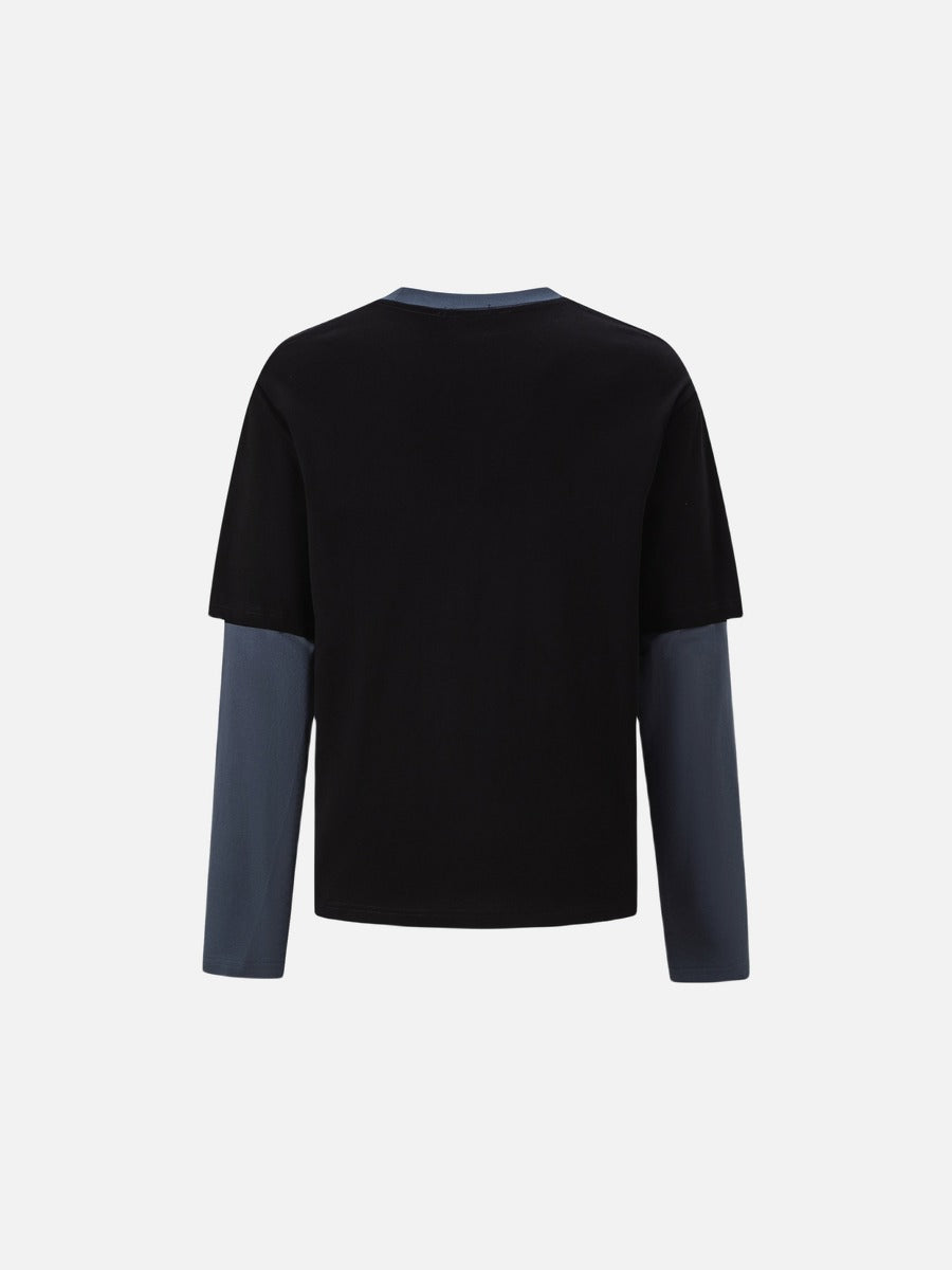 DAXUEN black distressed collegiate graphic layered t-shirt