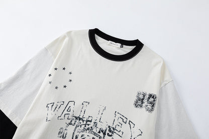 DAXUEN black distressed collegiate graphic layered t-shirt