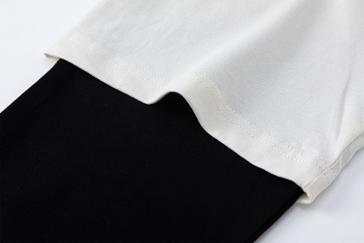 DAXUEN black distressed collegiate graphic layered t-shirt