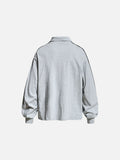 DAXUEN navy blue long-sleeve polo with distressed collegiate graphic