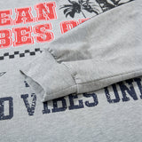 DAXUEN navy blue long-sleeve polo with distressed collegiate graphic