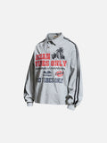 Distressed Collegiate Graphic Long-Sleeve Polo