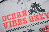 DAXUEN navy blue long-sleeve polo with distressed collegiate graphic
