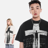 DAXUEN Distressed graphic oversized T-shirt