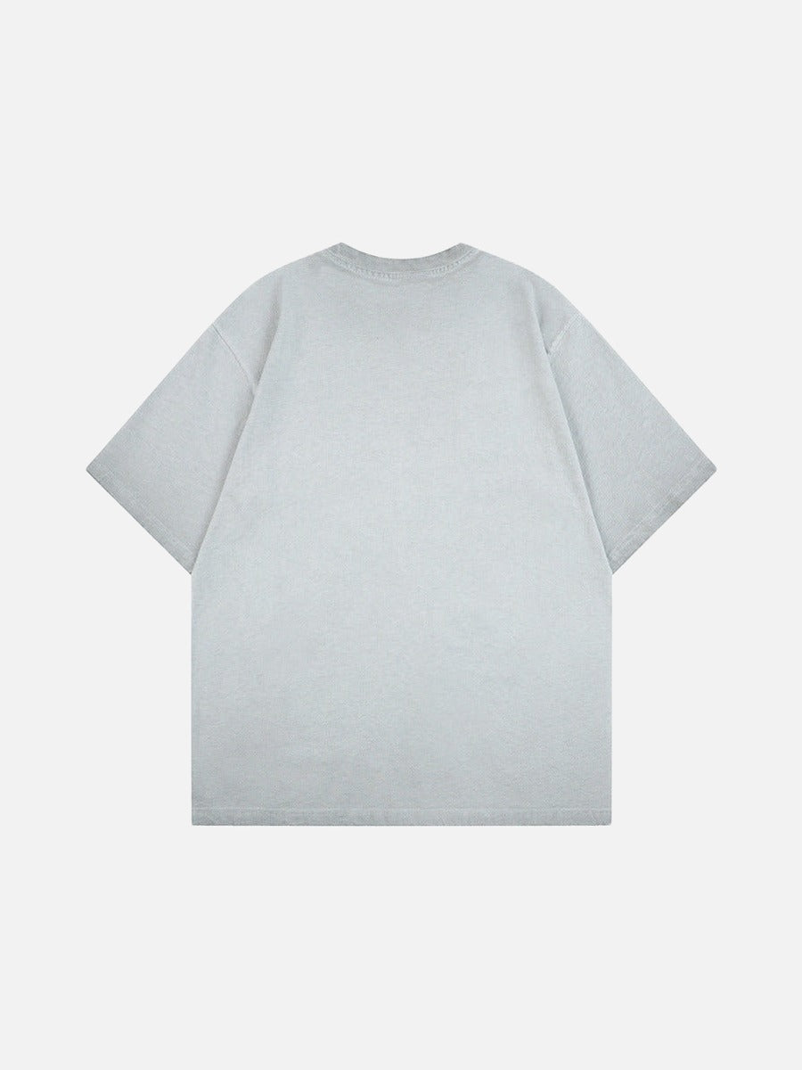 DAXUEN Distressed cross patch short-sleeved T-shirt