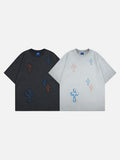 DAXUEN Distressed cross patch short-sleeved T-shirt