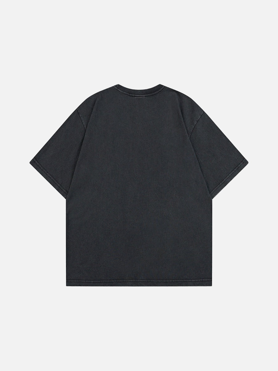 DAXUEN Distressed cross patch short-sleeved T-shirt