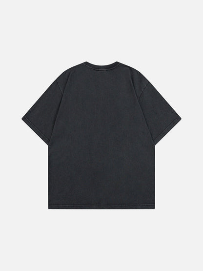 DAXUEN Distressed cross patch short-sleeved T-shirt