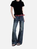 DAXUEN dark blue distressed wide-leg jeans