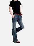 DAXUEN dark blue distressed wide-leg jeans