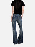 DAXUEN dark blue distressed wide-leg jeans