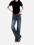 DAXUEN dark blue distressed wide-leg jeans