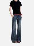 DAXUEN dark blue distressed wide-leg jeans