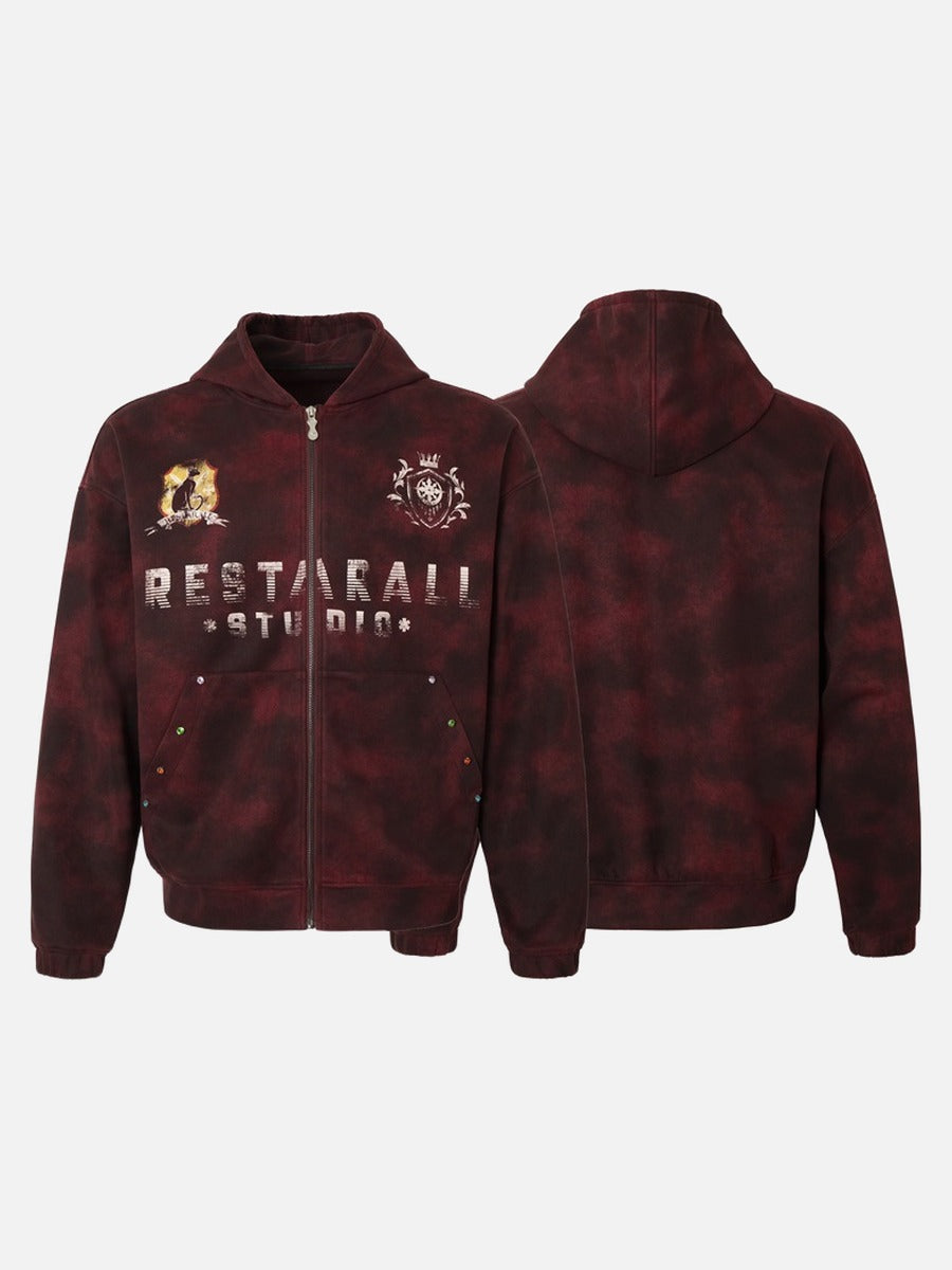 DAXUEN distressed dark burgundy hooded sweatshirt