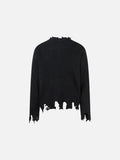 DAXUEN dark grey distressed cable knit sweater